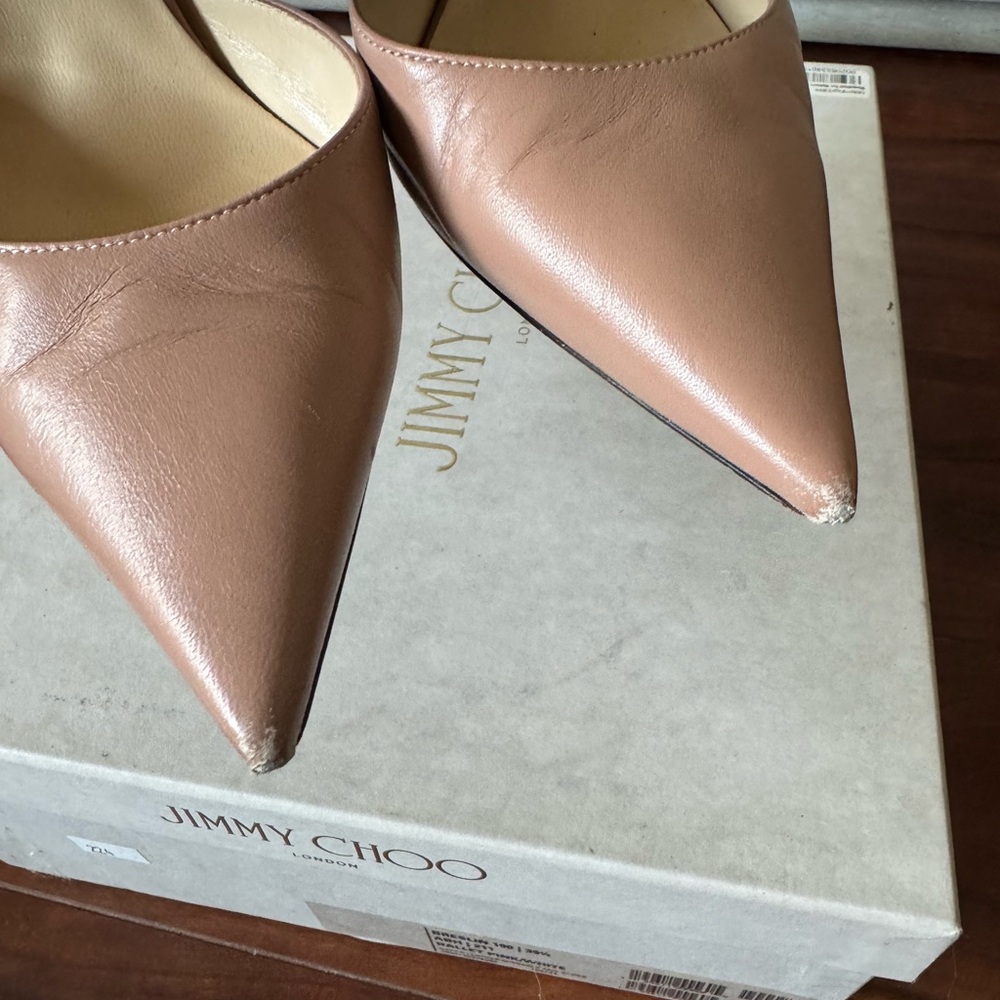 Jimmy Choo Blush Pearl Studded Sling back Heels - Picture 15 of 16